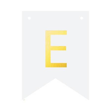 Baner biały ze złotą literą flagi literka E 16cm 1szt 512193