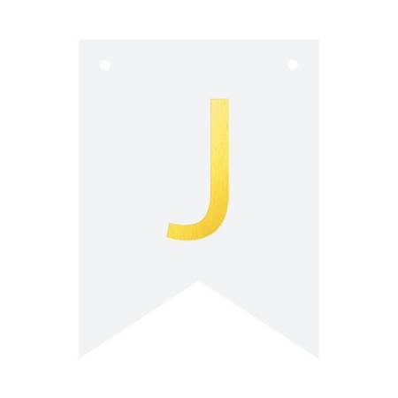 Baner biały ze złotą literą flagi literka J 16cm 1szt 512199