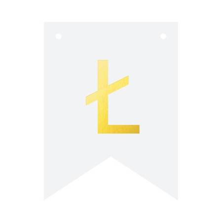 Baner biały ze złotą literą flagi literka Ł 16cm 1szt 512202