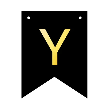 Baner czarny ze złotą literą flagi literka Y 16cm 1szt 141595