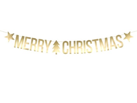 Baner świąteczny Merry Christmas złoty 150cm 1szt. GRL53-019M