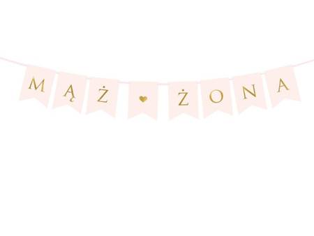 Baner weselny Mąż♥Żona jasnoróżowy 110cm 1szt. GRL67-081J