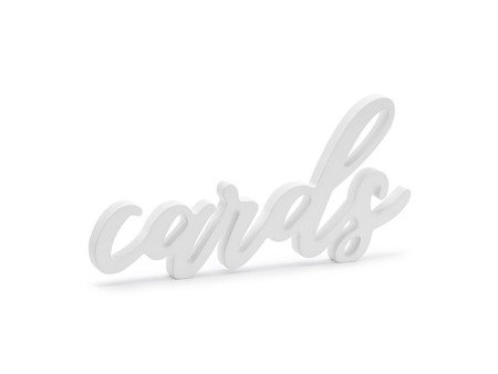 Biały drewniany napis Cards DN4-008