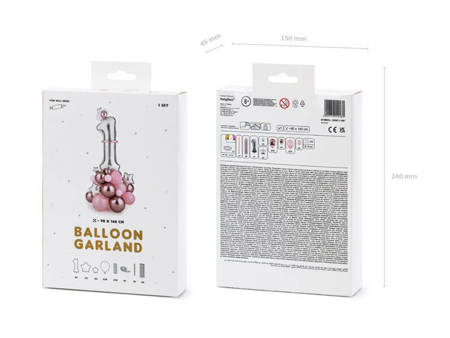 Bukiet balonów Cyfra 1 różowa dla dziewczynki 90x140cm DIY GBN7-1-081