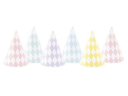 Czapeczki papierowe urodzinowe kolorowe 6 sztuk CPP16-000