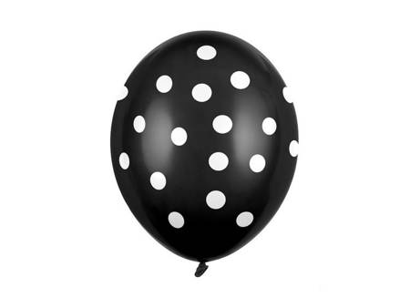 Czarne balony w białe kropki 6 sztuk SB14P-223-010W-6