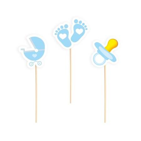 Dekoracje do muffinek na Baby Shower błękitne 6 sztuk 512289