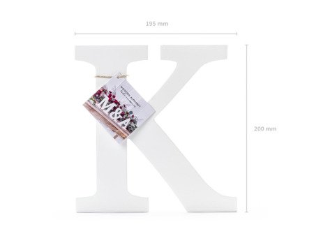 Drewniana litera K biała 20cm DL1-K-008