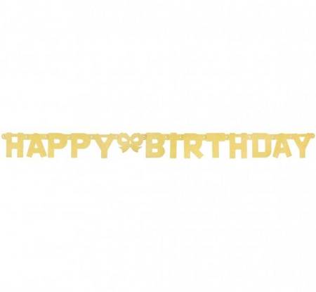 Girlanda brokatowa Happy Birthday złota 160cm 1szt. PF-GBHBZ