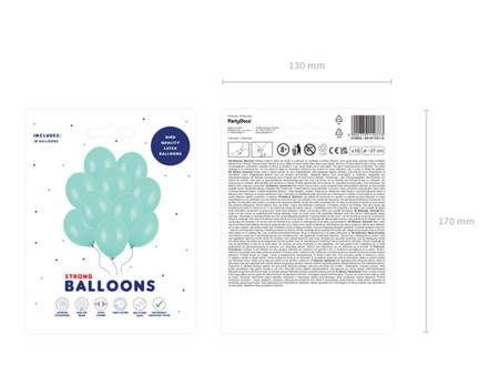 J. miętowe balony pastelowe 27cm 10 sztuk SB12P-103J-10x
