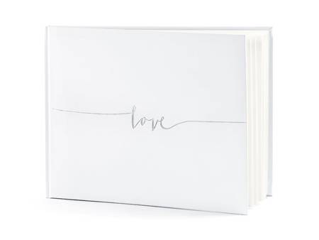 Księga Gości weselnych ze srebrnym napisem Love 22 kartki KWAP51