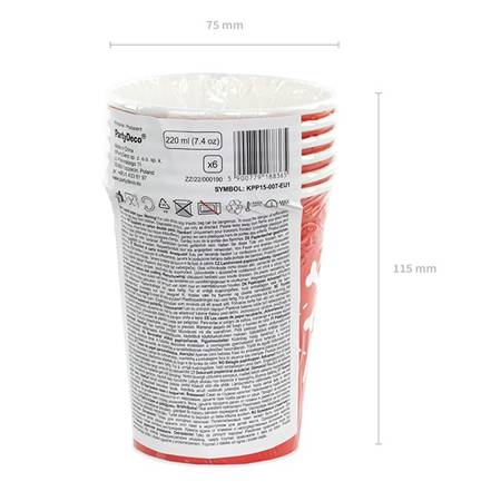 Kubeczki papierowe Piraci czerwone 220ml 6 sztuk KPP15-007-EU1