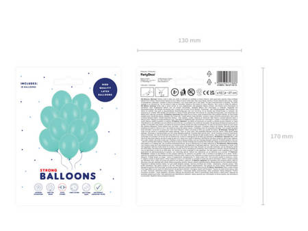 Miętowe balony pastelowe 27cm 10 sztuk SB12P-103-10x