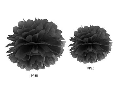 Pompon bibułowy 25cm czarny 1szt pp25-010