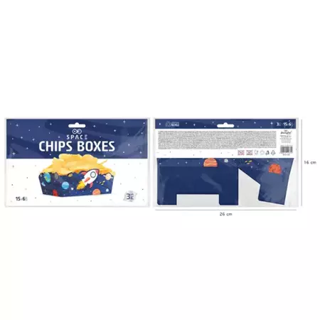 Pudełka na chipsy przekąski Kosmos 3 sztuki 129814