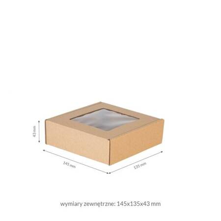 Pudełko na prezenty z okienkiem 13x13x4cm 1 sztuka BOX2458