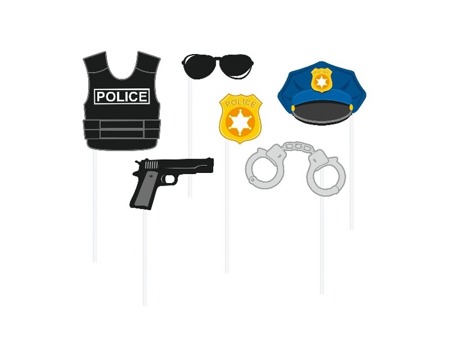 Rekwizyty do zdjęć Policja czapka kajdanki odznaka 6 sztuk PF-ZDPO6