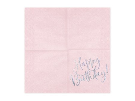 Różowe serwetki na urodziny Happy Birthday holo 33cm 20 sztuk SP33-80-081PJ