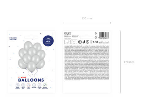 Srebrne balony metaliczne 27cm 10 sztuk SB12M-018-10