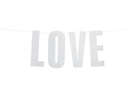 Srebrny baner weselny LOVE 55cm 1szt. GRL71-018B