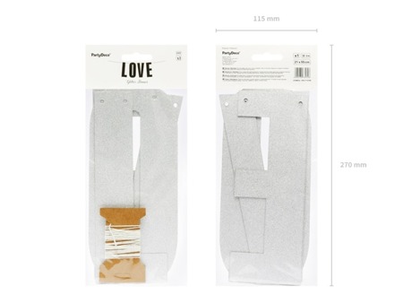 Srebrny baner weselny LOVE 55cm 1szt. GRL71-018B