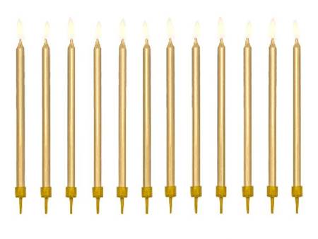 Świeczki urodzinowe złote 12,5cm 12szt SCD-1-019ME