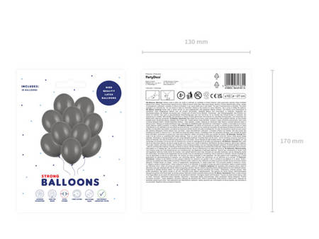 Szare balony 27cm pastelowe 10 sztuk SB12P-091-10x