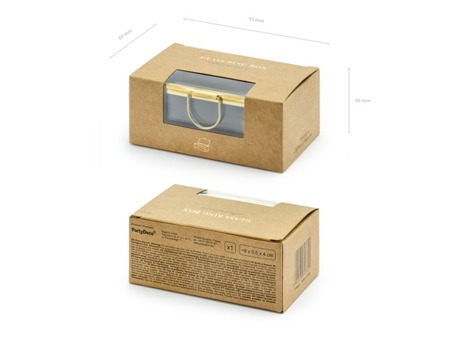 Szklane pudełko szkatułka na obrączki ze złotymi brzegami 1 sztuka PKWS1-019ME