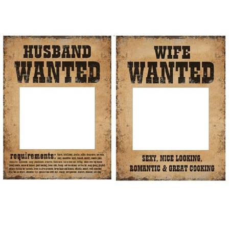 Tabliczki do zdjęć Husband Wife Wanted 2 sztuki TDZ5