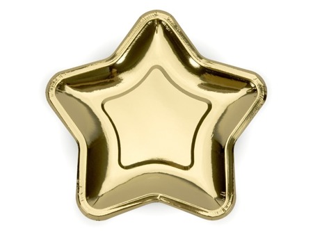 Talerzyki papierowe Gwiazdka złote metalizowane 23cm 6 sztuk TPP34-019ME