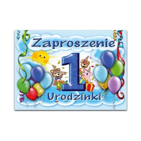 Zaproszenie na Roczek 1 urodziny chłopca + koperta 1 sztuka ZX6200