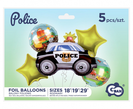 Zestaw balonów Policja 5 sztuk BZ-HPOL
