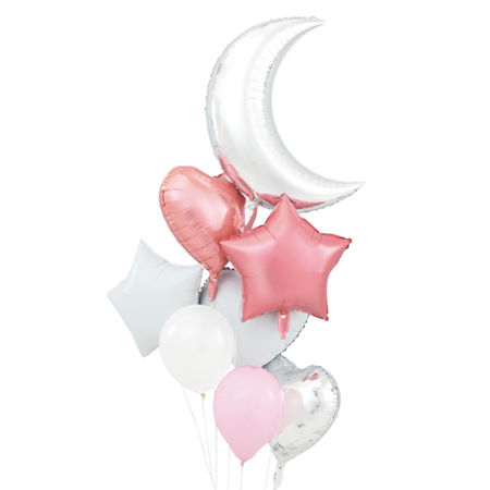Zestaw balonów biało różowych księżyc 8 sztuk 460431