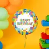 Balon foliowy Happy Birthday Klocki 45cm 1 sztuka 129494