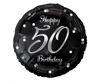 Balon foliowy na 50 urodziny czarny ze srebrnym nadrukiem 45cm 1sztuka FG-O50S