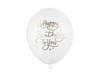 Balony Happy Birthday To You białe ze złotym napisem 30cm 50szt SB14P-305-008