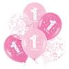 Balony na Roczek różowe 6 sztuk 400816