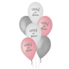 Balony na powitanie dziecka Witaj w domu różowo szare 27cm 6 sztuk GS110/WDR