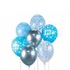 Balony sto lat niebieskie mix kropki chromowane 30cm 7 sztuk BB-SNS7