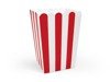 Pudełka na popcorn słodycze czerwone w białe paski 6 sztuk POP12-007