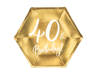 Talerzyki na 40 urodziny 40th Birthday złote 20cm 6 sztuk TPP73-40-019M
