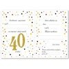 Zaproszenia na 40 urodziny brokatowe z kopertą 10 sztuk ZB6819-10
