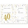 Zaproszenie na 40 urodziny brokatowe z kopertą 1szt. ZB6819