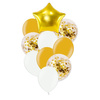 Zestaw balonów słupek złote i białe 10 sztuk SL7