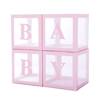 Zestaw różowych pudełek na balony z napisem BABY 30cm 4 sztuki 400831